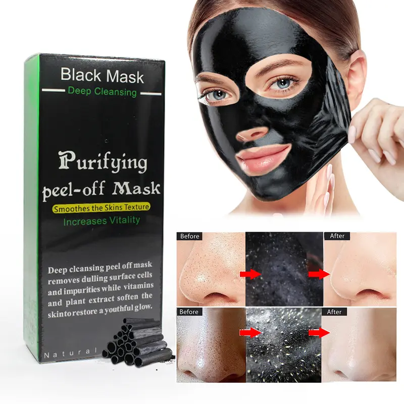 Оптовая продажа, уход за кожей, средство для удаления черных точек, против акне, бамбуковый уголь, очищающая, отшелушивающая черная маска для лица