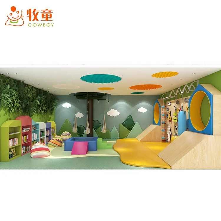 Customized Kids Indoor Soft Playarea Colorful Design PE Climbing Wall Gear Wall for Preschool and Nursery