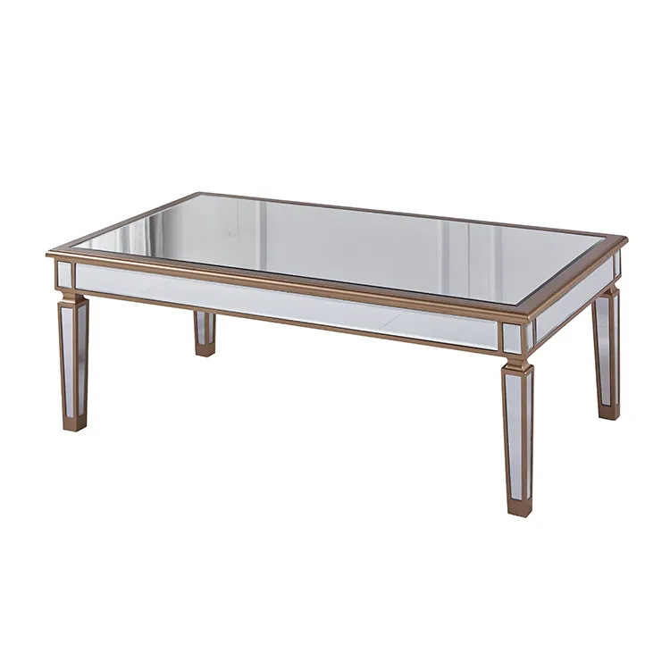 Wholesale Cheap Home Goods Mirrored Desk Gold Glass Coffee Table