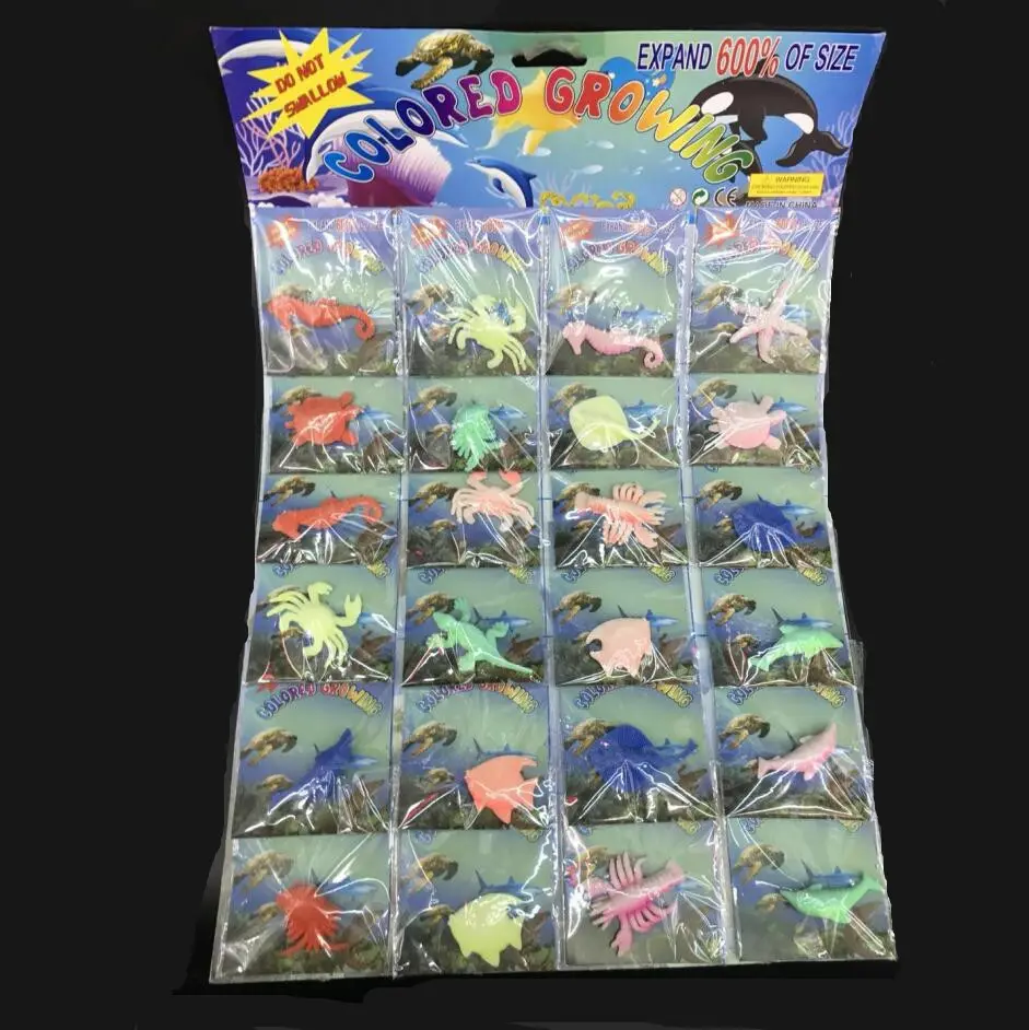 24 Pack Card Water Growing Sea Life Creatures 1pc/card Expandable Creatures Animals Amazing Toys