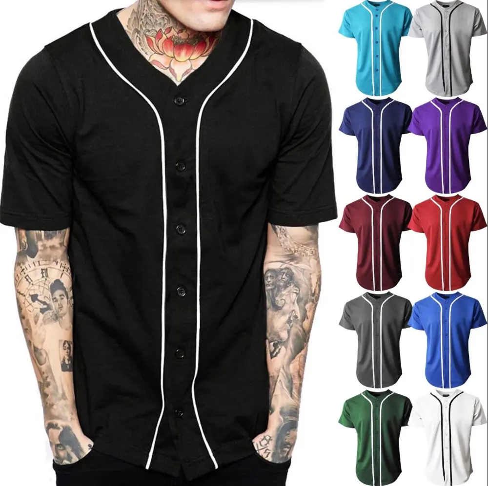 Wholesale Custom Sublimated sport shirt Digital Printing Sublimation V Neck Mens Mesh Blank Baseball Jersey