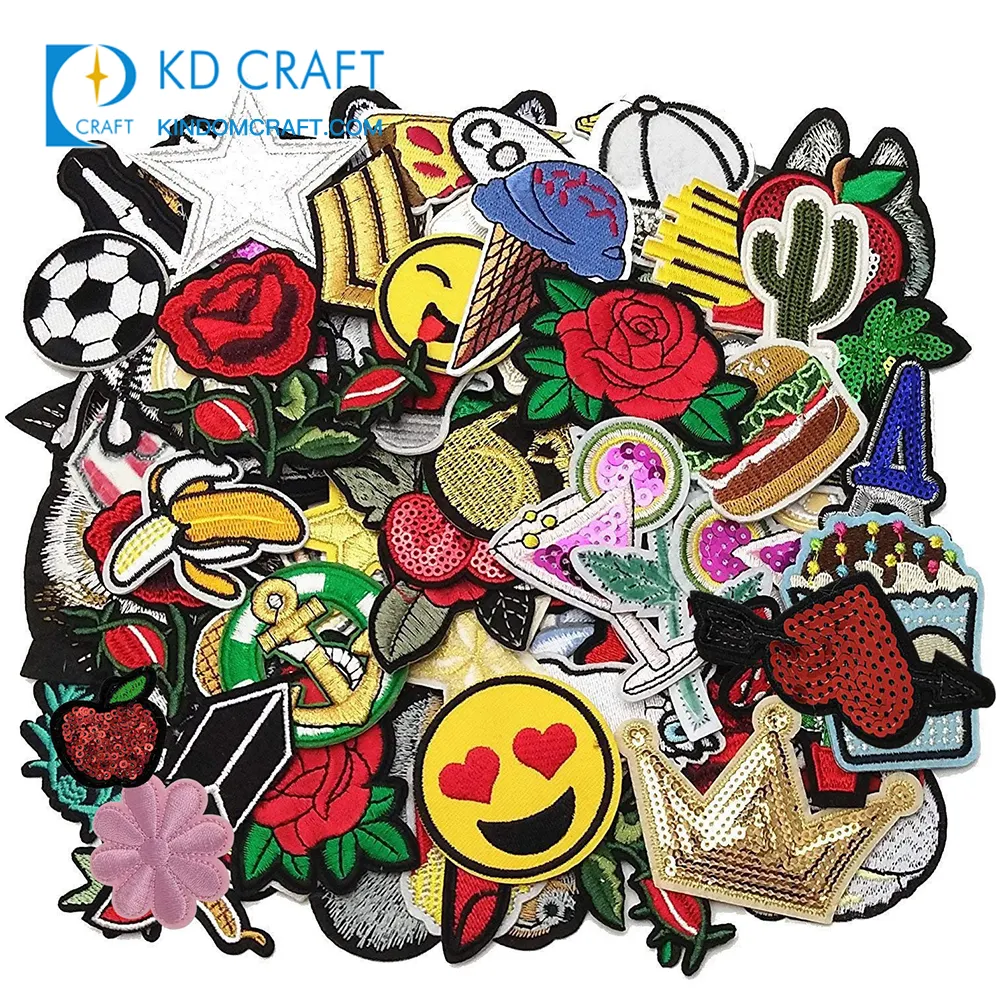 Wholesale no minimum cheap heat transfer 3D embroidered flower vintage iron on badges custom embroidery patches for clothing