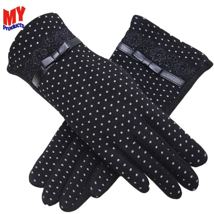 Women Lady's Winter Cotton Warm Five Finger Gloves For Women