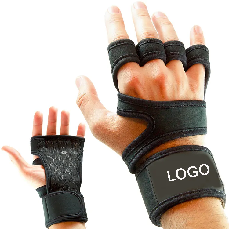 High-quality men black pink anti-slip weightlifting gloves with wrist support
