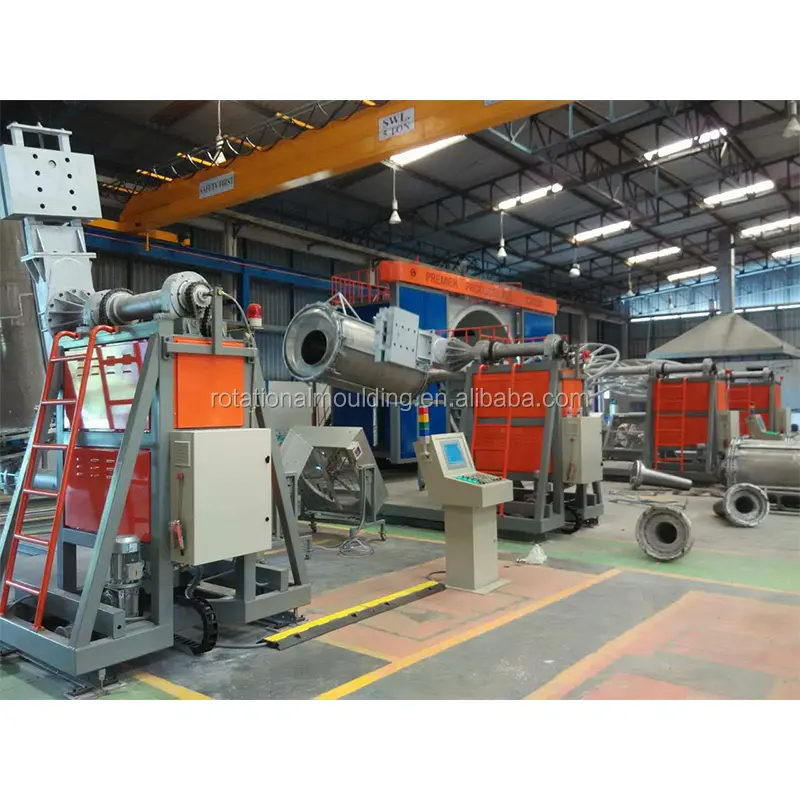 Rotational molding machine with Safety barriers rotomolds