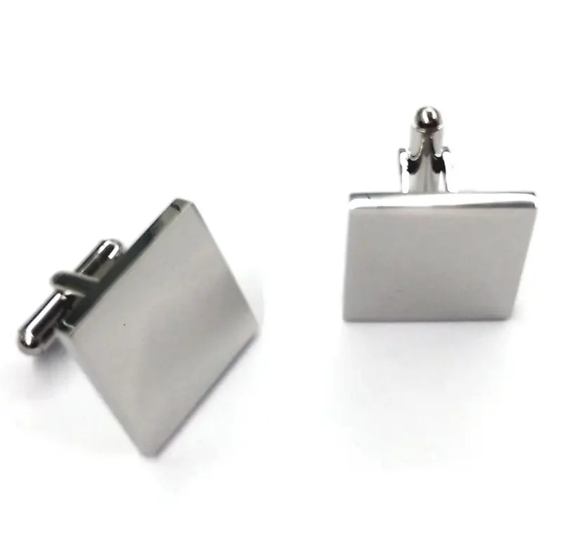 wholesale high quality titanium steel cuff link for men Square shape silver color 20*2.4mm