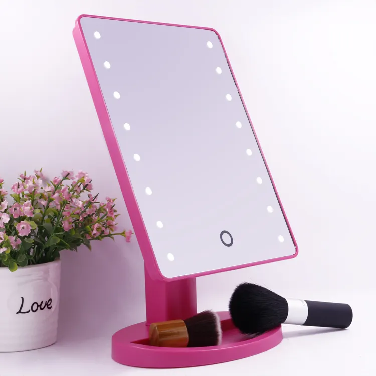 Touch sensor single side plastic cosmetic led make up table mirror