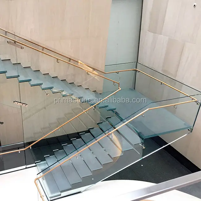 Modern plexiglass staircase glass treads stairs railing price