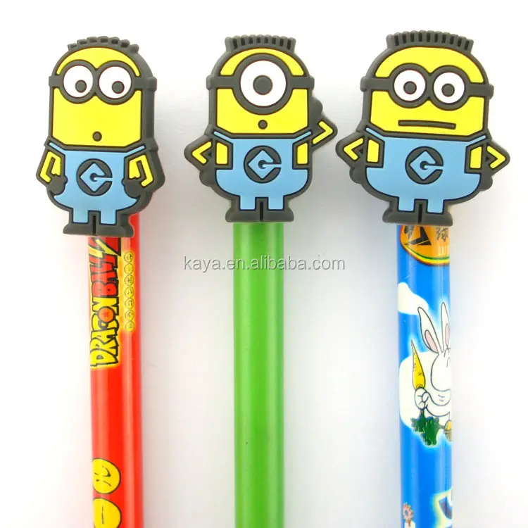 Lovely 3D cartoon soft pvc custom pencil topper, Chinese plastic pen topper supplier