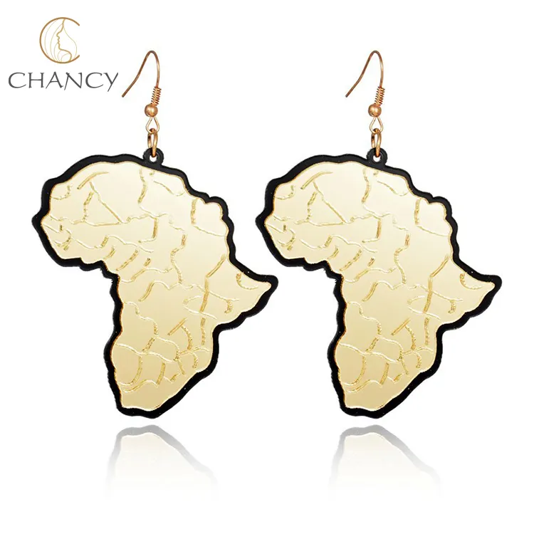 Модные массивные акриловые серьги золотые африканские карты серьги