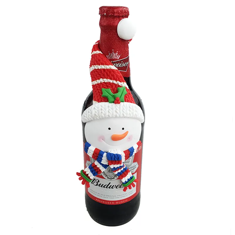 DMO yiwu bobao new design custom lovely snowman decoration bar home polymer clay Pendant and beer bottle napkins