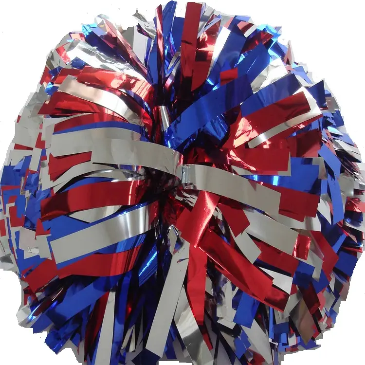 6 inch three color mixed cheerlrading metallic pom poms ball