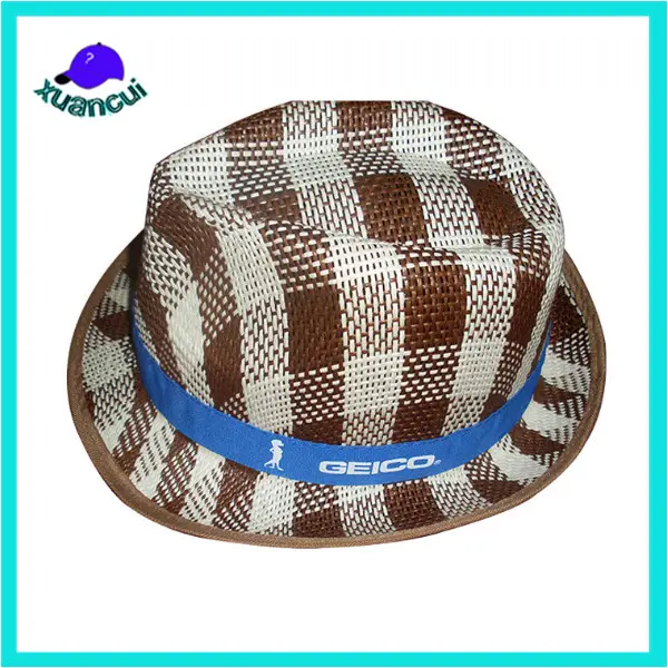 Bowler Paper Straw Hat Wholesale Quality Luxury Bowler Paper Straw Stingy Brim Crushable Cheap Trilby Fedora Hat Origin