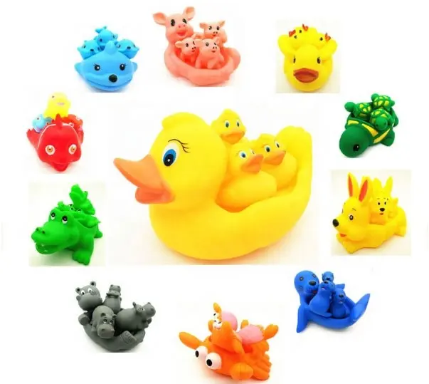 Пластиковые Игрушки для ванны Классические резиновые плавающие виниловые животные для детей