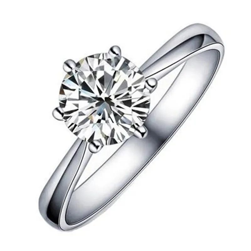 Classic Exquisite Full Of CZ Stone Shine Bright Wedding Women Ring Platinum plated White copper Diamond Rings XEYJZ 023