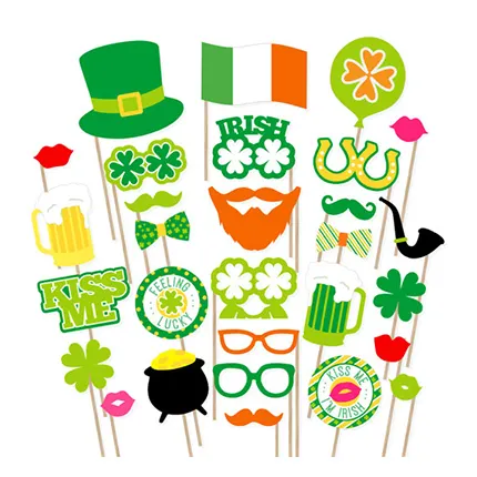 PZ074 29pcs Customize St Patrick's Day Party Paper Decor Photo Booth Props