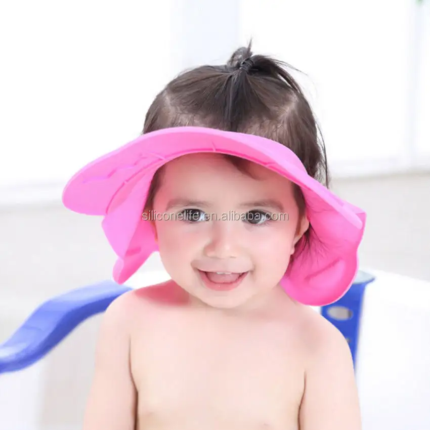 New Silicone Baby Shower Cap Adjustable Shampoo Bathing Hair Wash Shield Hat For Babies