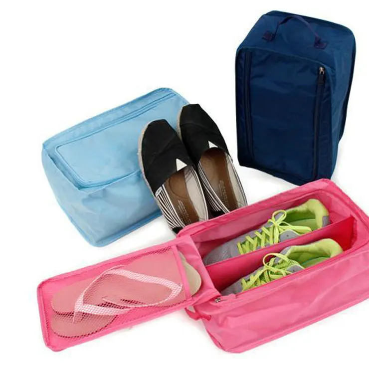 Wholesale Portable Waterproof Nylon Shoe Storage Bag Travel Light Weight Shoe Bag With Zipper