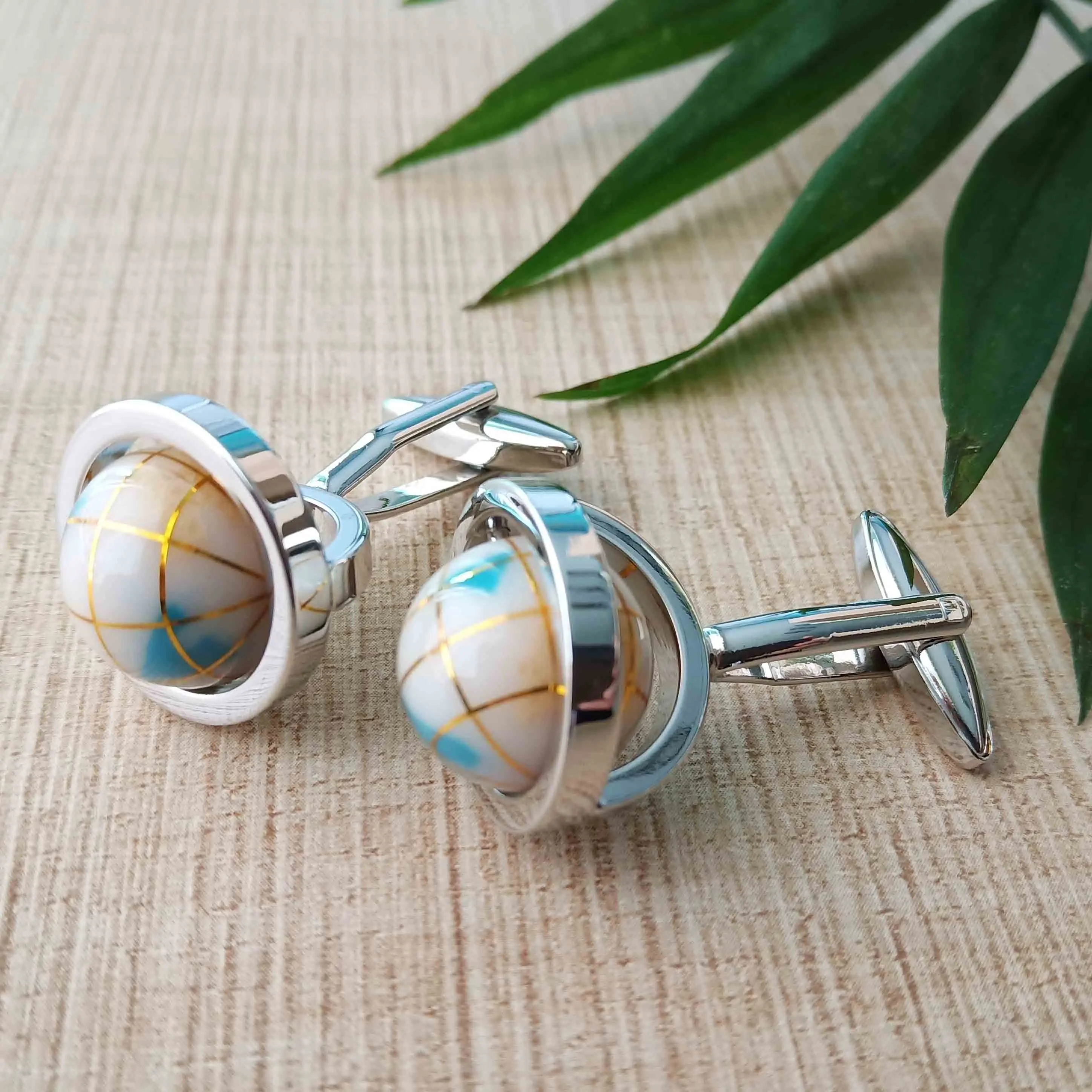 Customised personalised novelty cuff links color stone cufflinks