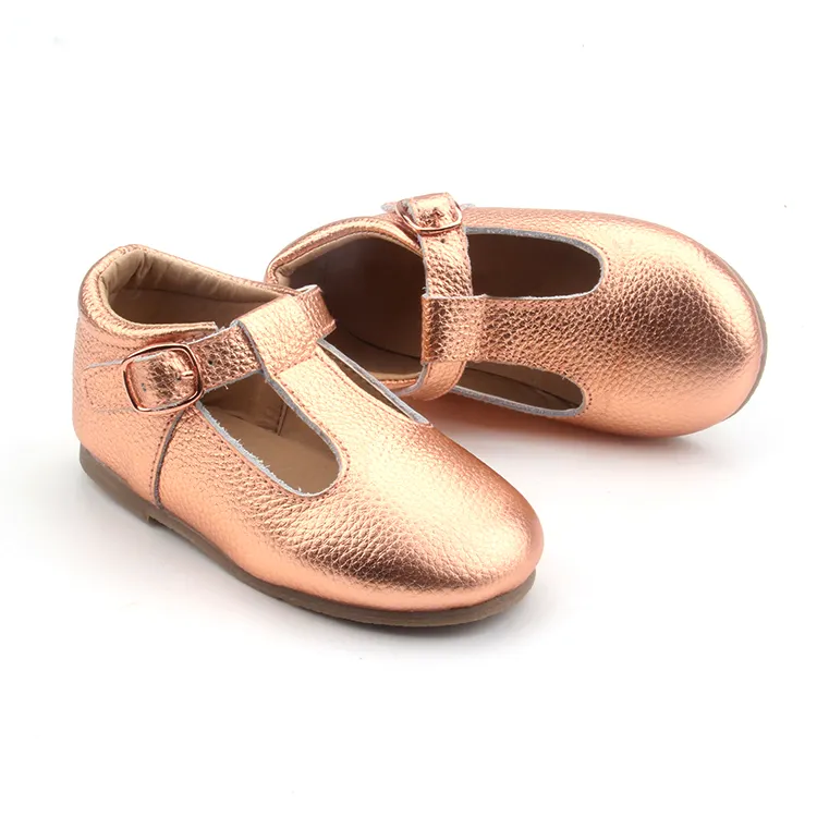 Wholesale Classic Plain Edge Party Holiday Children Girl Kids T Bar Dress Shoes