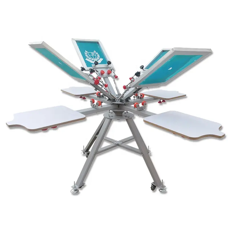 Manual 4 color 4 station t-shirts screen printing machine