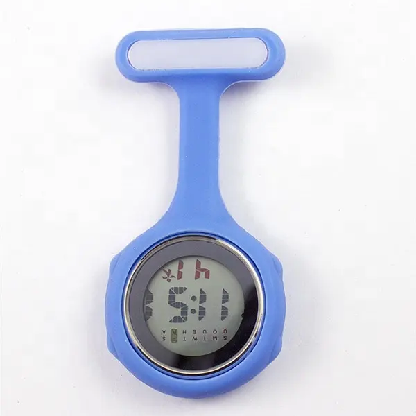 Round face rubber fob nurse watch with multiple colors, pin nurse watch, plastic nurse watch