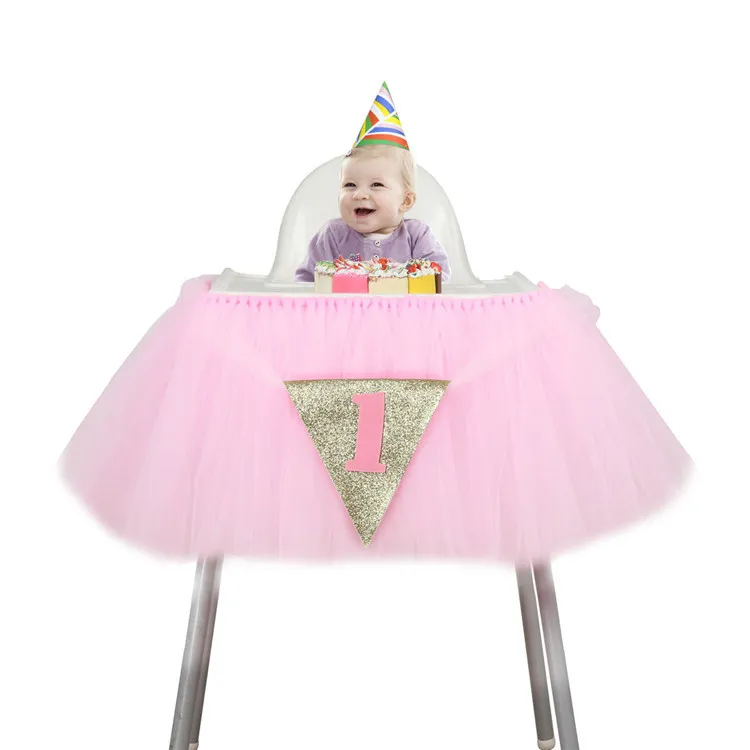 Baby Tulle Table Cloth Girl Princess Party Baby Shower Birthday Party High Chair Tutu Skirt Decorations