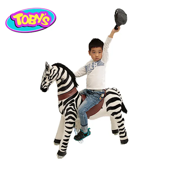 Детская игрушка «Зебра», лошадь с резиновыми колесами, маленький пони