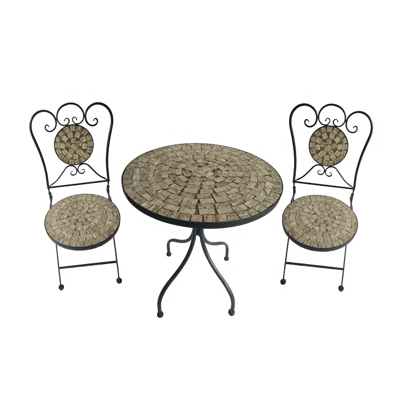 Mosaic Table Chairs  Garden Treasures Classical Metal Outdoor Furniture Bistro set