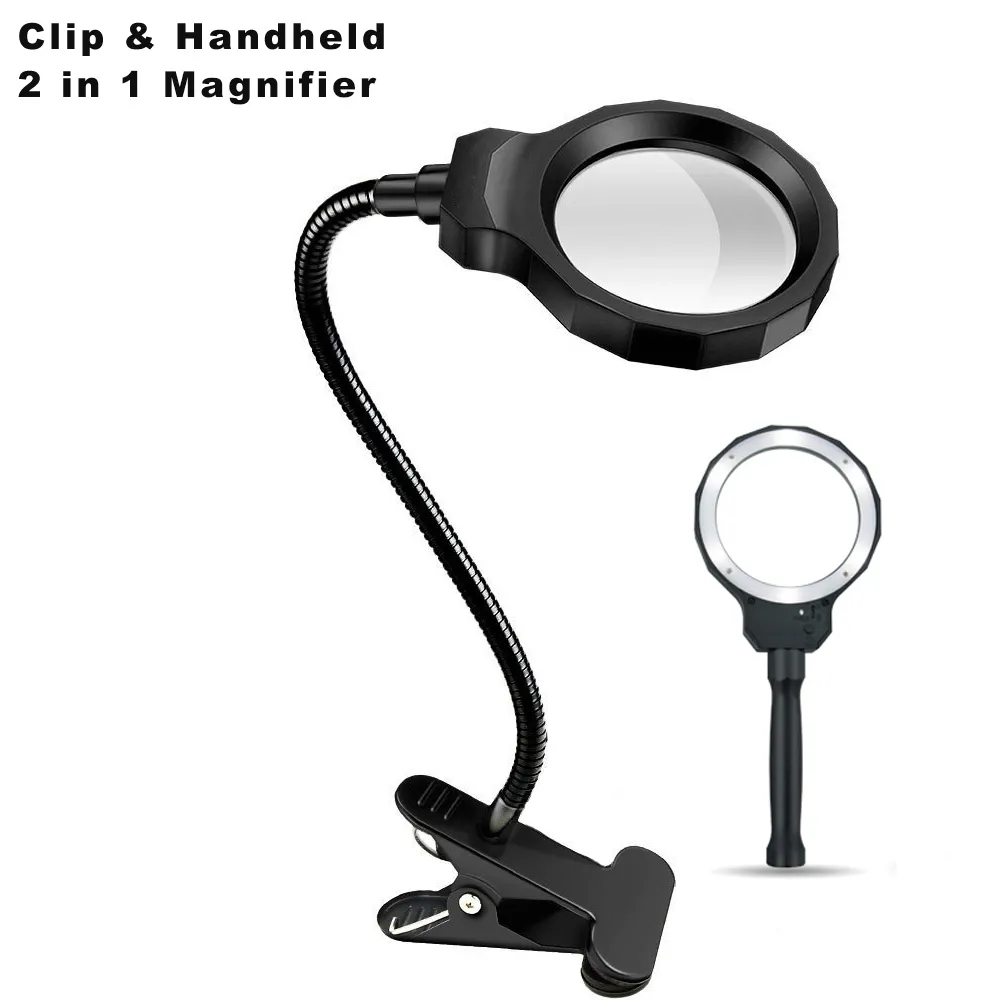 DH-88001 Flexible Led Loupe Lighted Top Reading Magnify Glass Lamp,Micro Usb Rechargeable Hand Magnifier With Lights