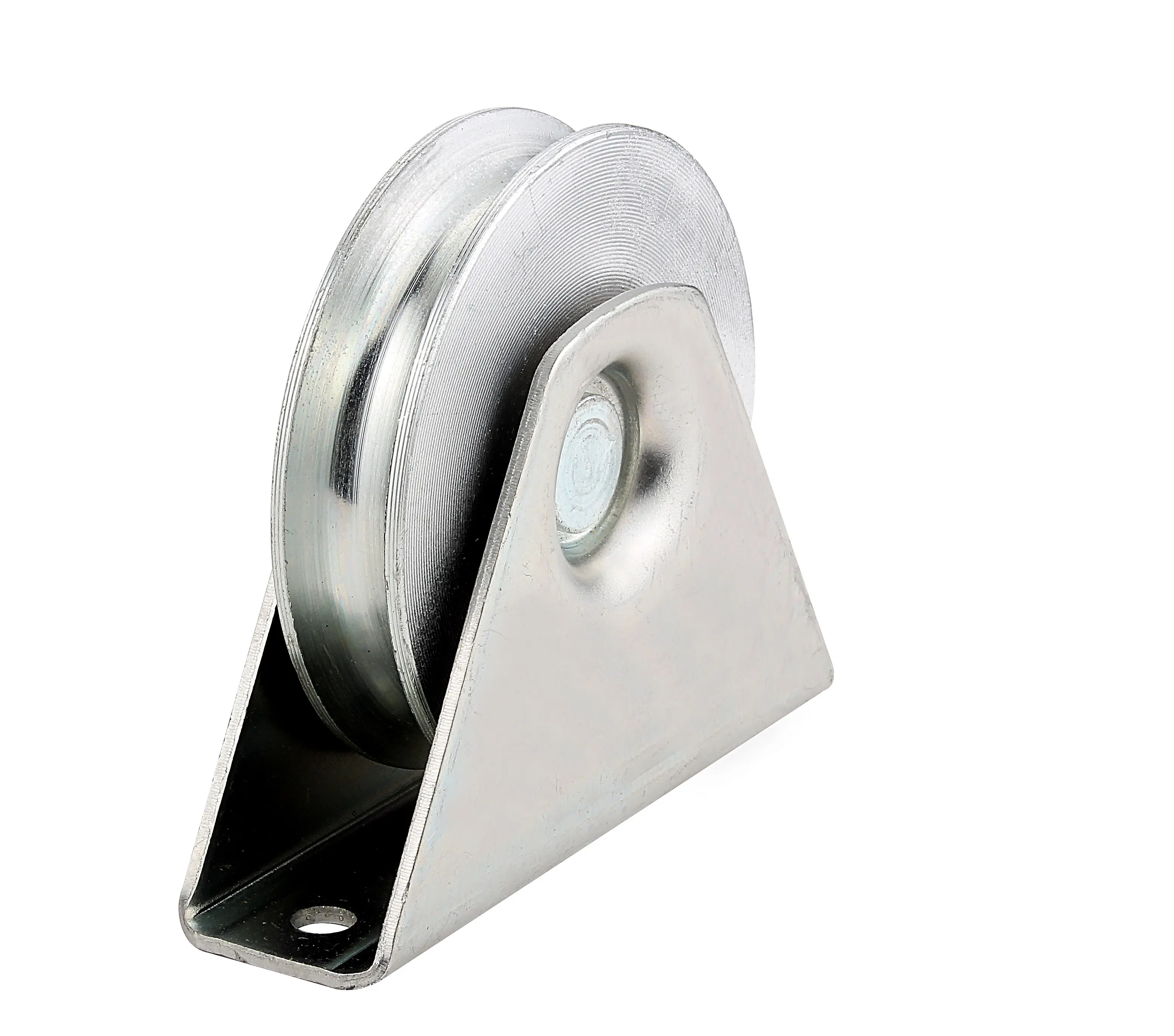 Steel Sliding door wheel with Exterior Bracket Silver Zinc U groove For Sliding door