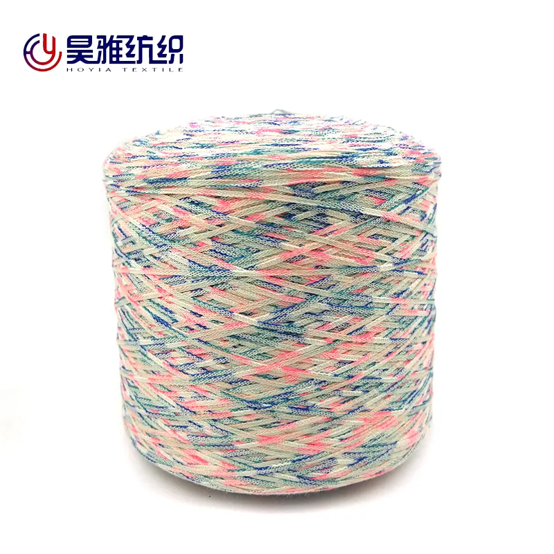 China factory wholesale rayon ribbon tape novelty fancy yarn for hand knitting