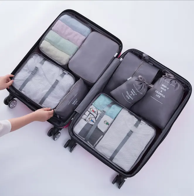 8pcs Bag Set Travel Organizer Compression Suitcase Garment Clothes organizer Storage