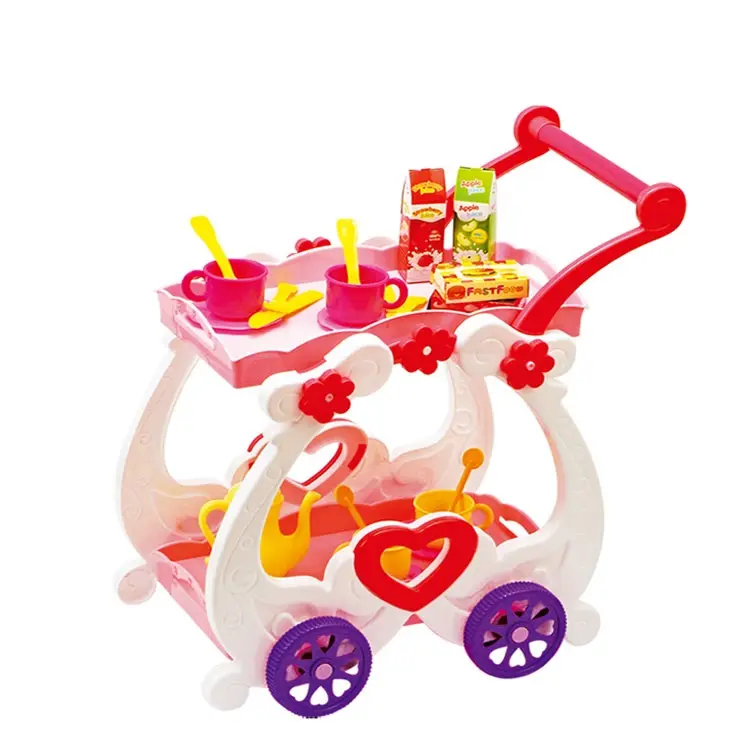 Чайный сервиз в стиле принцессы, чайный сервиз на колесиках, игрушка для ролевых игр для девочек