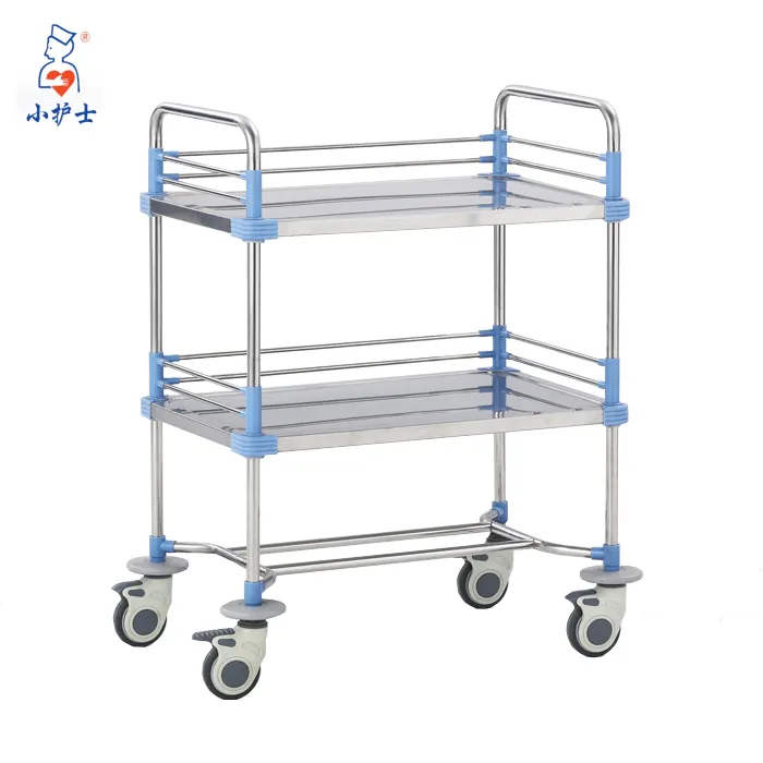 F-19 Hospital Stainless Steel Treatment Trolley, Medical movable hand nursing cart