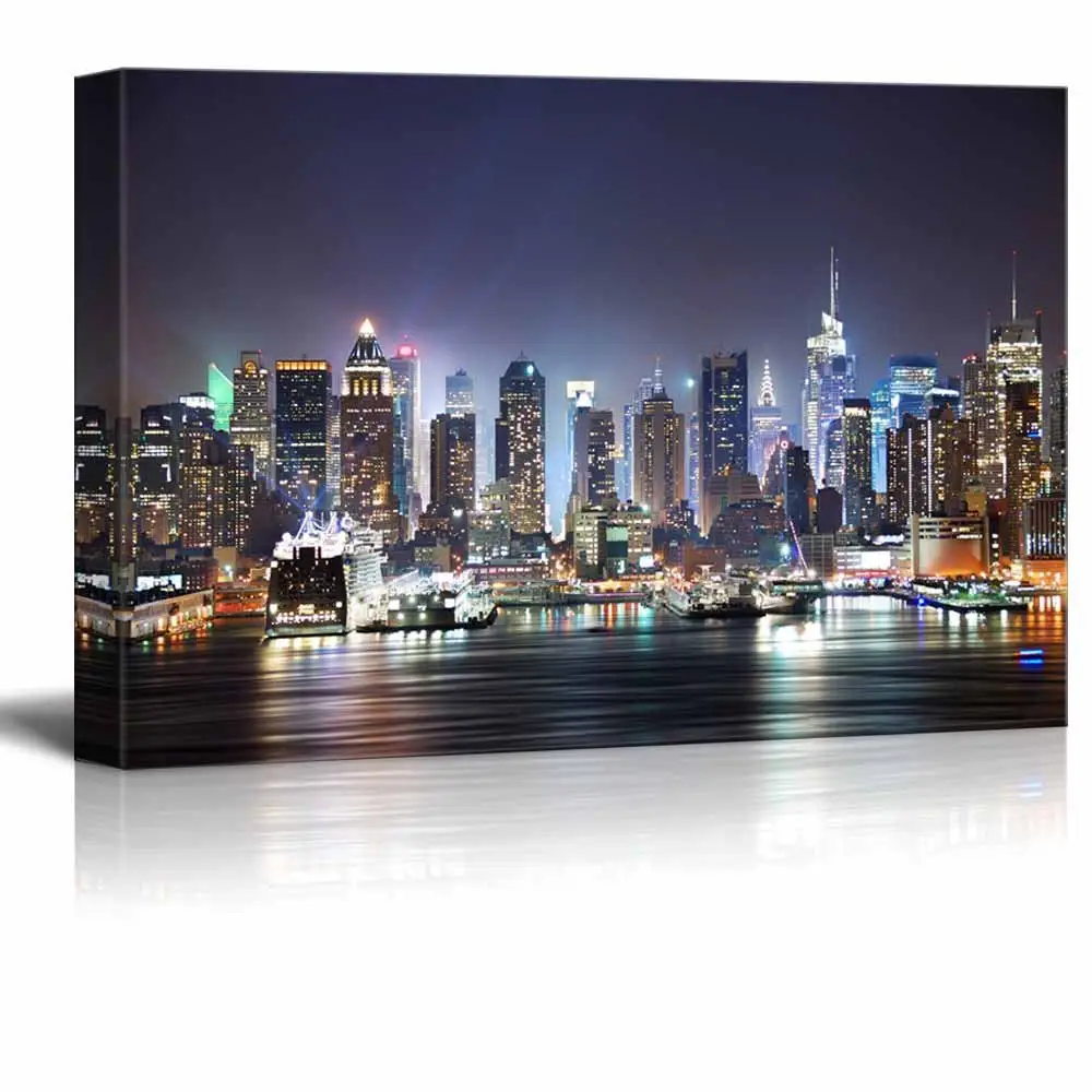 City Skyline led canvas wall art - New York City custom wall pictures