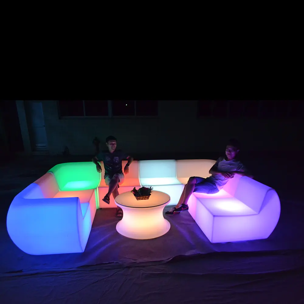 Rgb Изменение цвета портативный светодиодный пластмассовая садовая мебель диван подсветкой, диван-кресло свет диван с дистанционным управлением