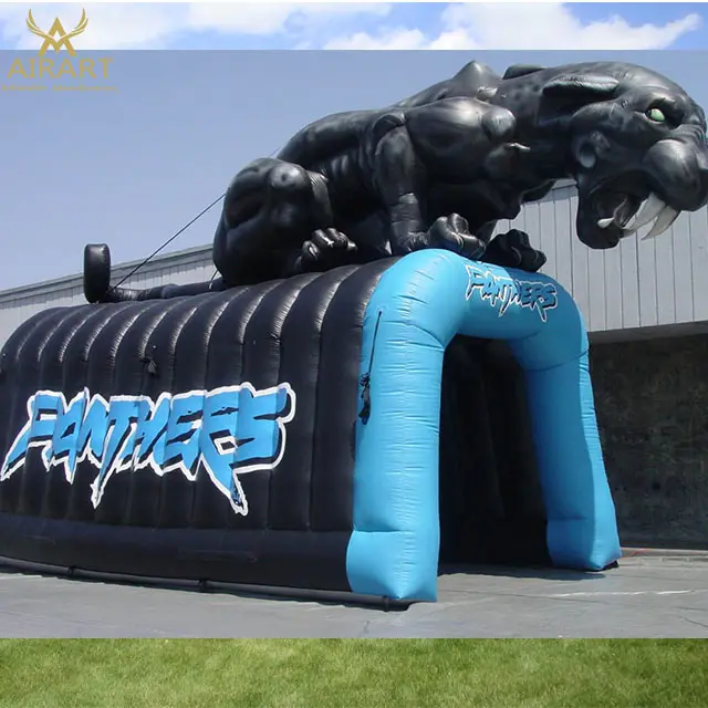 Sports Decoration Inflatable Panther Football Tunnel with Logo Advertisement