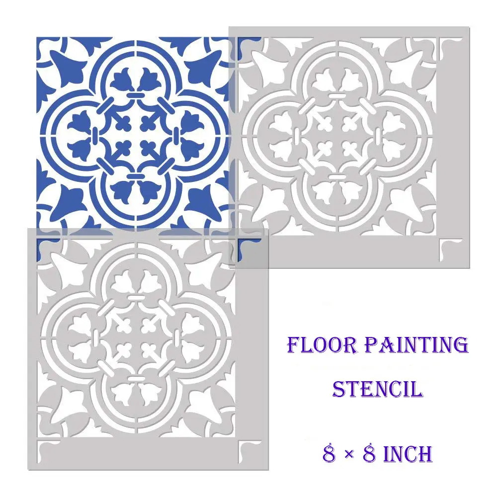 Augusta Tile Stencil,Portuguese Tile Stencils - DIY Faux Tiles for Easy and Fun DIY Home Decor