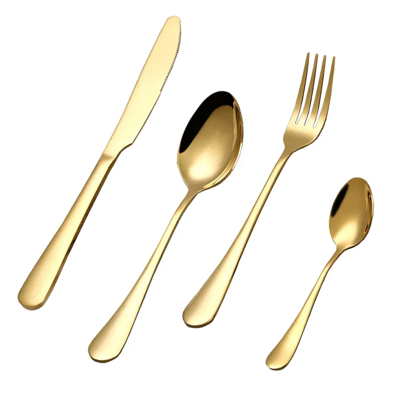 Набор столовых приборов из нержавеющей стали с золотым покрытием, кухонная вилка, ложка, нож, столовые приборы