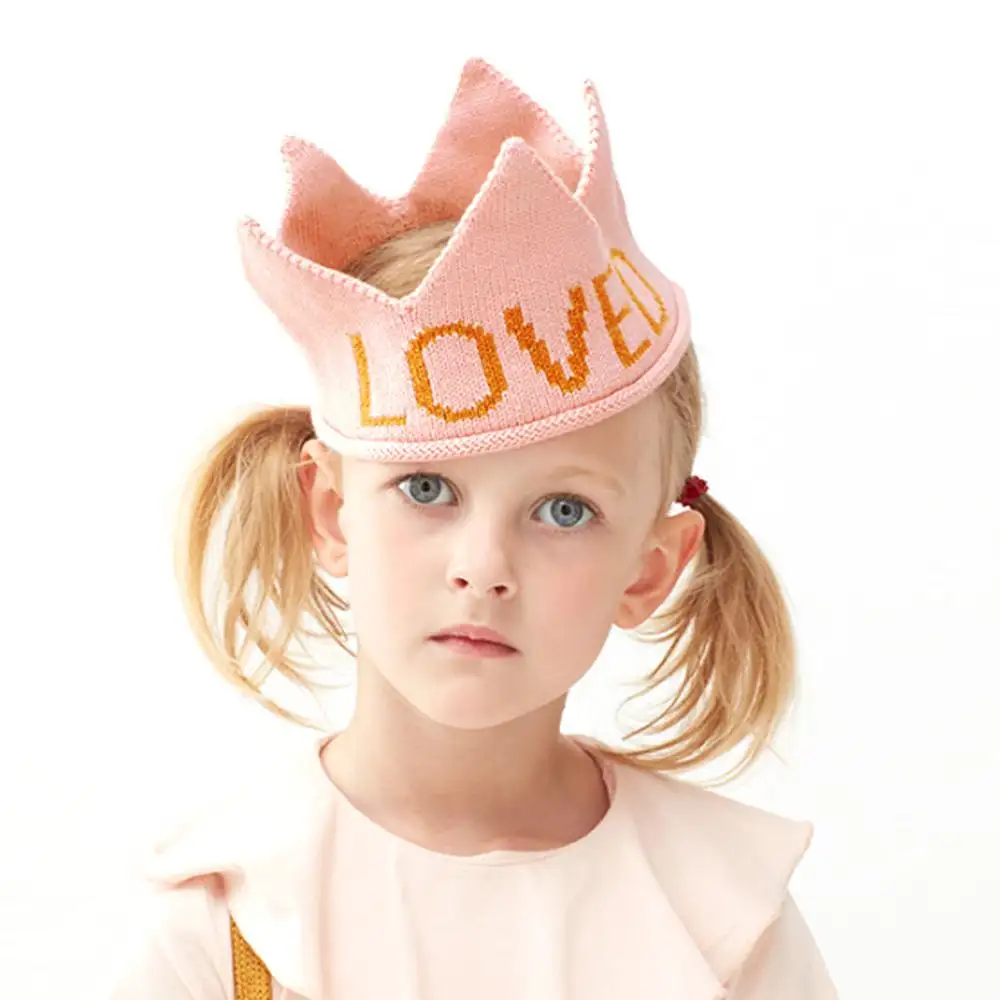 Wholesale Princess Birthday Party Hat Crochet Hat Kids Girl Crown Headband Party Crown