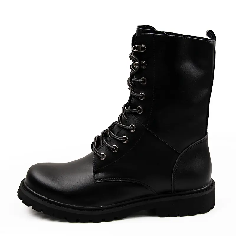 High ankle boots lace up flat leather martin boots for men