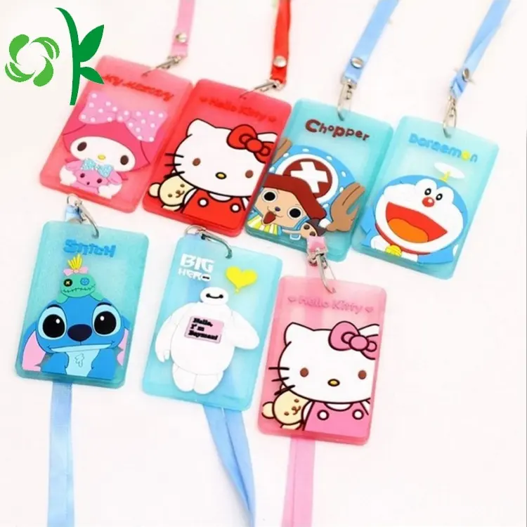 OKSILICONE Cartoon Silicone Badge Holder Silicone ID Credit Card Holder Cover For Kids