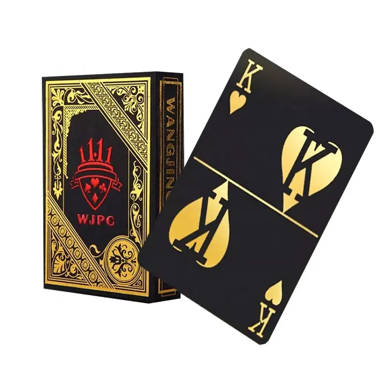 WJPC-оптовая продажа, золотые игральные карты на заказ, обычные покерные карты Wangjing