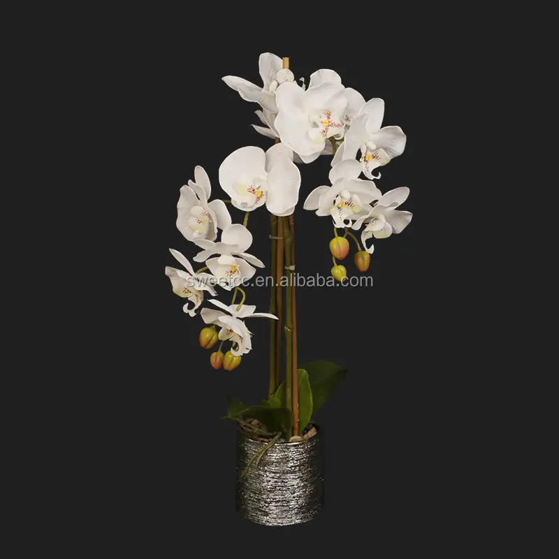 2019 Новый стиль 50 см яркие орхидеи фаленопсис Искусственные белые Горшечные Орхидеи для украшения дома