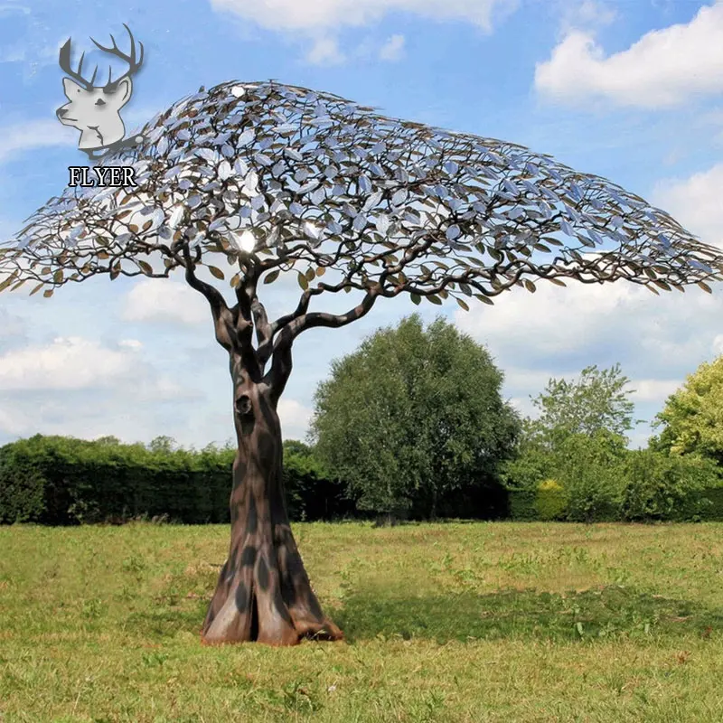 Наружная большая монуальная металлическая скульптура дерева из нержавеющей стали для продажи