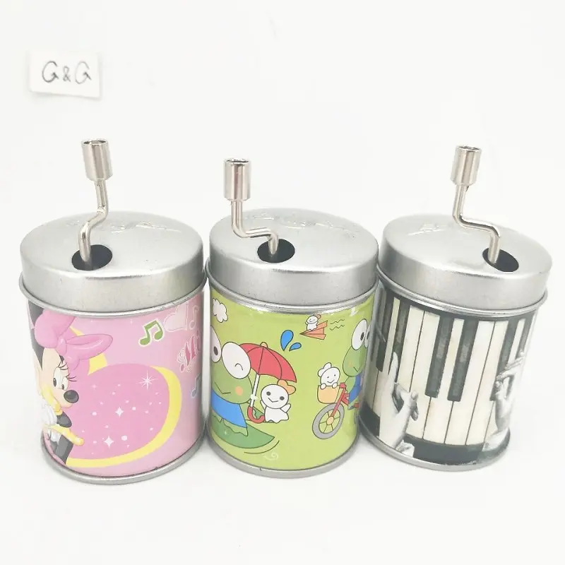 Hand Crank Tin Music Box Movements For Crafts Cartoon Box