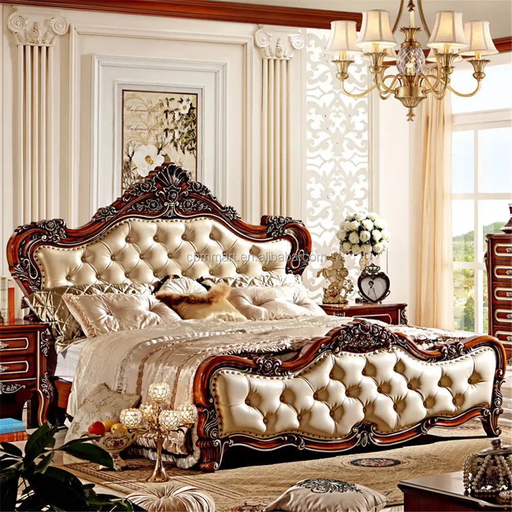 Мебель для спальни во французском стиле, деревянная двухместная кровать серии 0409-MS