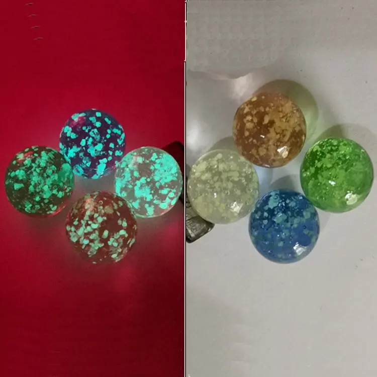 Round Pebble Glow in the Dark Balls Handmade Clear transparent Luminous Glass Marbles