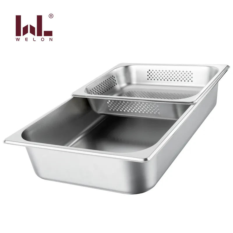 Hotel gn pan size 1/1 and 1/2 Food gastronorm Container Stainless Steel bain marie pan chafing dish GN Pan with lid
